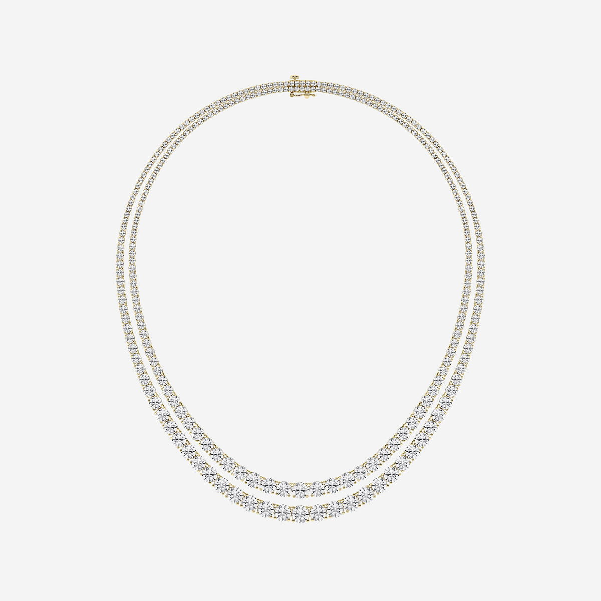 40 ctw Round Lab Grown Diamond Double Row Tennis Necklace