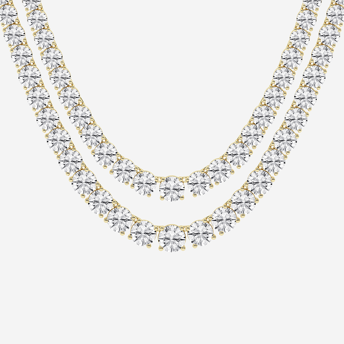 Additional Image 1 for  40 ctw Round Lab Grown Diamond Double Row Tennis Necklace