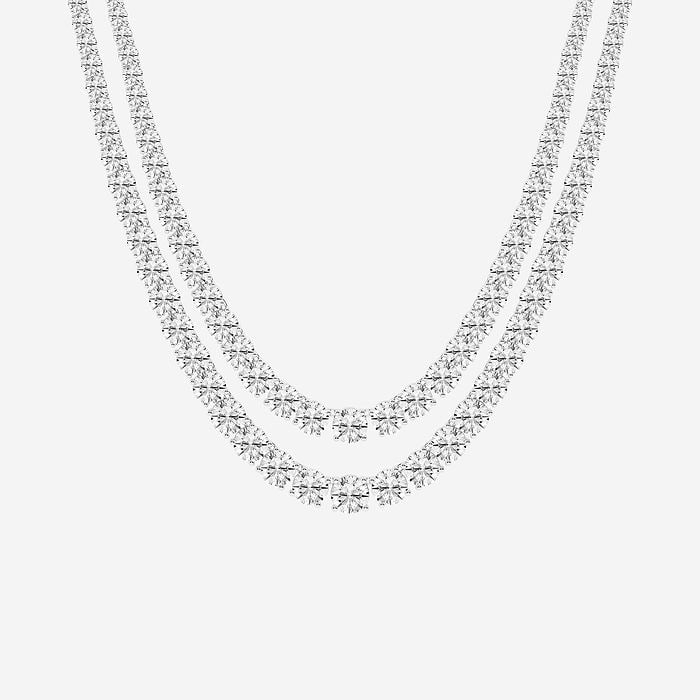 Round Double Row Tennis Necklace