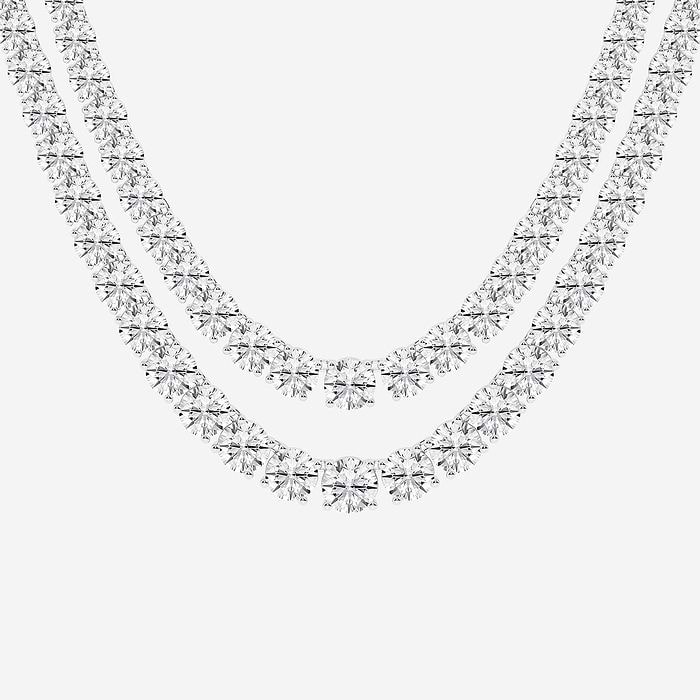 Round Double Row Tennis Necklace