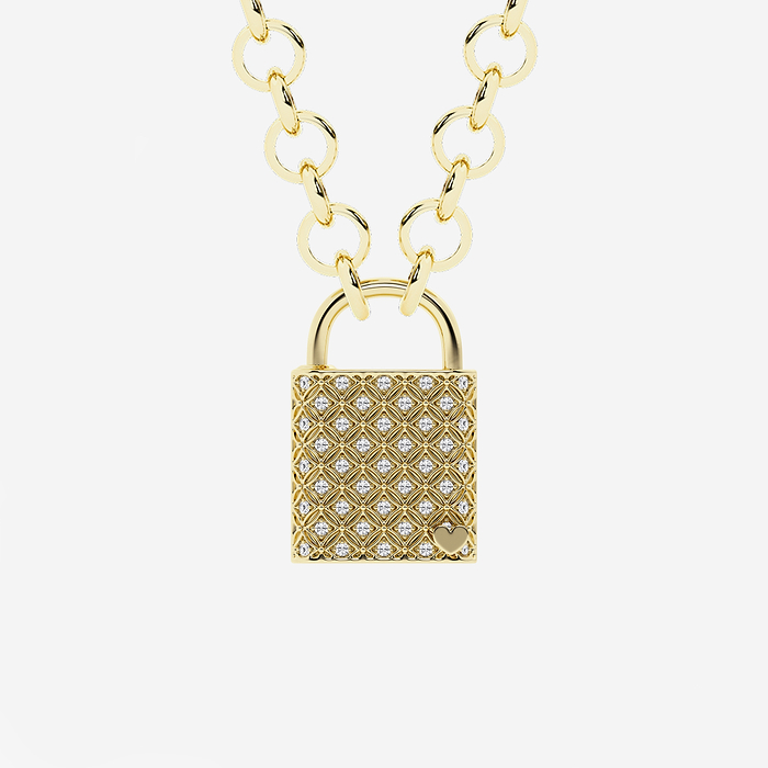 1/2 ctw Round Lab Grown Diamond Filigree Lock Pendant