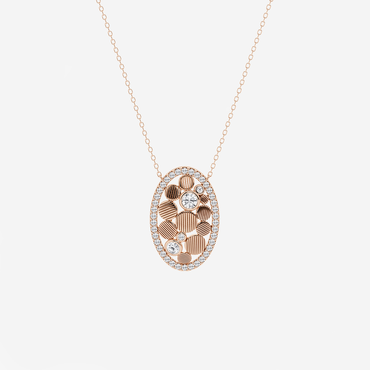 3/4 ctw Round Lab Grown Diamond Oval Shaped Pebbles Pendant