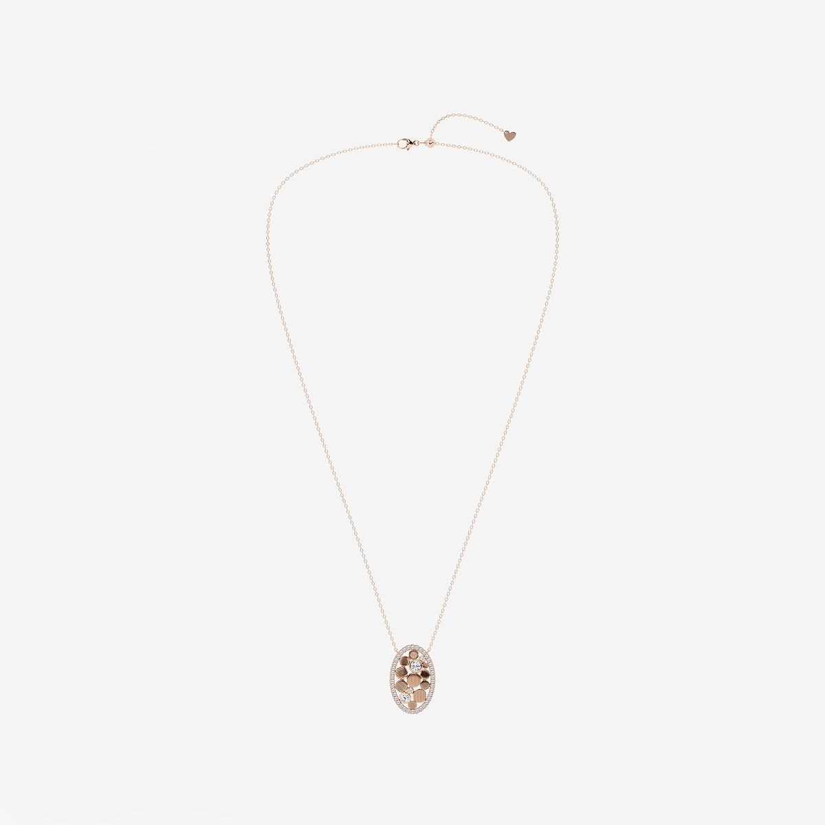 Additional Image 3 for  3/4 ctw Round Lab Grown Diamond Oval Shaped Pebbles Pendant