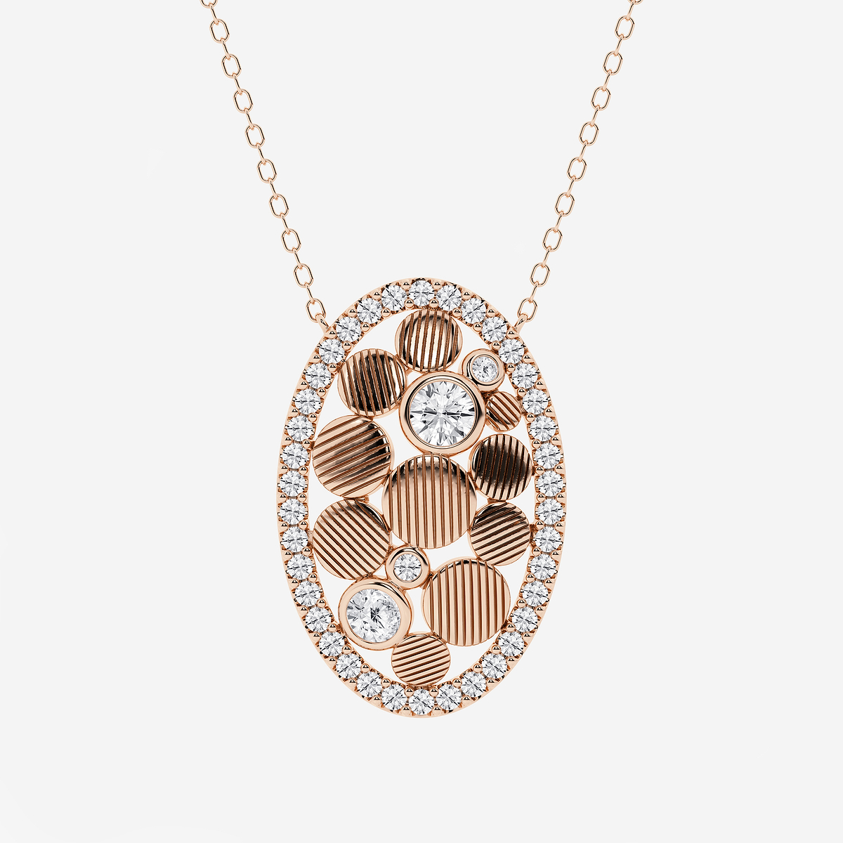 Additional Image 1 for  3/4 ctw Round Lab Grown Diamond Oval Shaped Pebbles Pendant