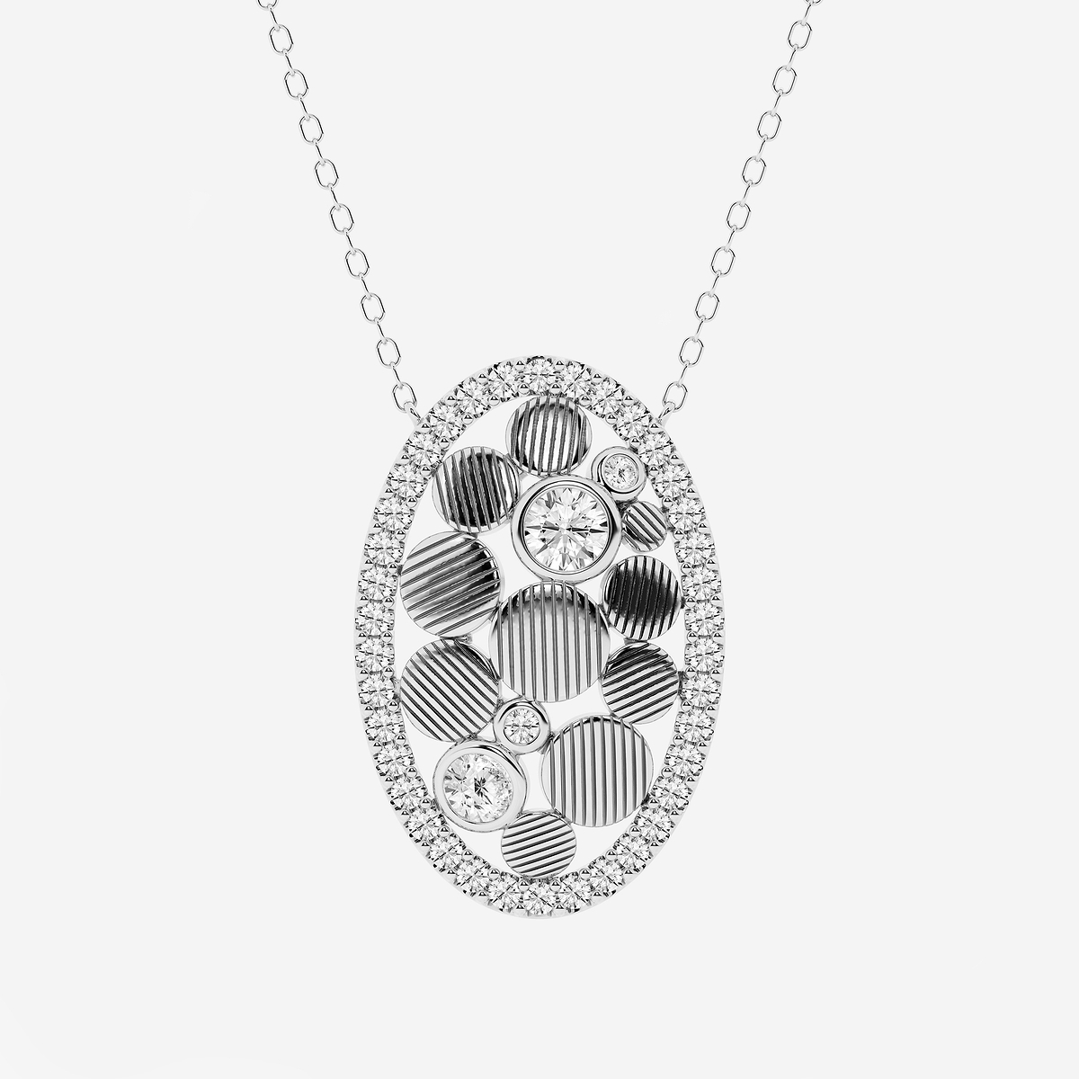 Additional Image 1 for  3/4 ctw Round Lab Grown Diamond Oval Shaped Pebbles Pendant