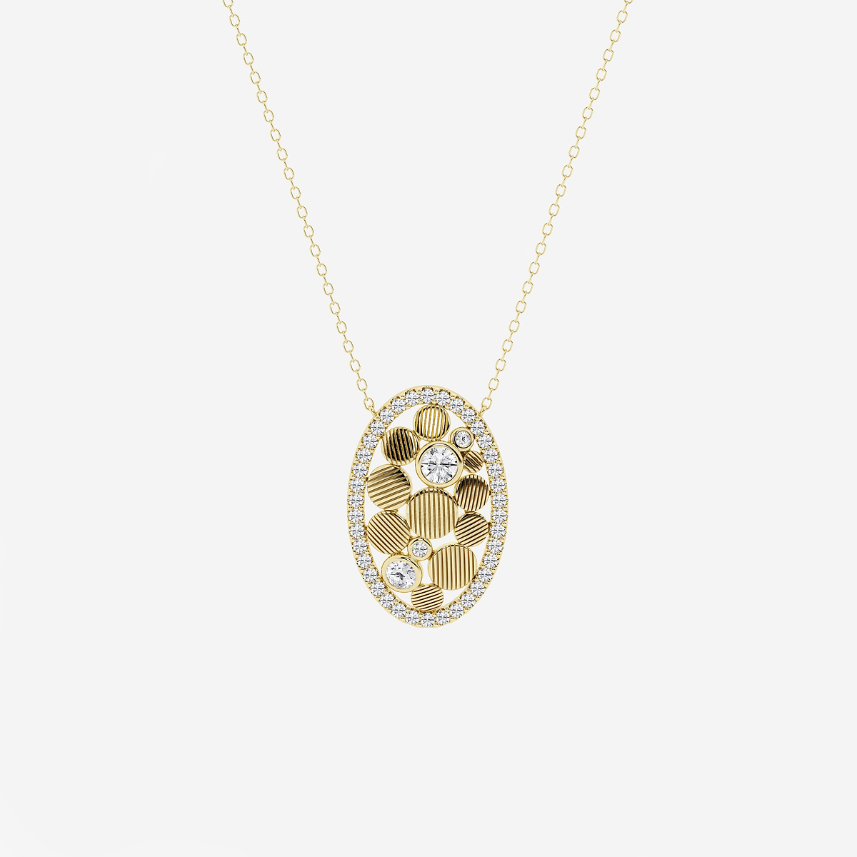3/4 ctw Round Lab Grown Diamond Oval Shaped Pebbles Pendant