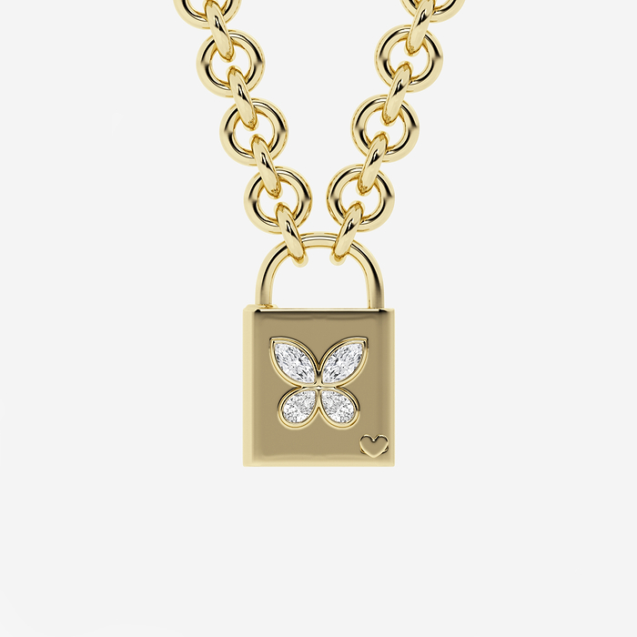 1 ctw Multi-Shape Lab Grown Diamond Butterfly Lock Pendant
