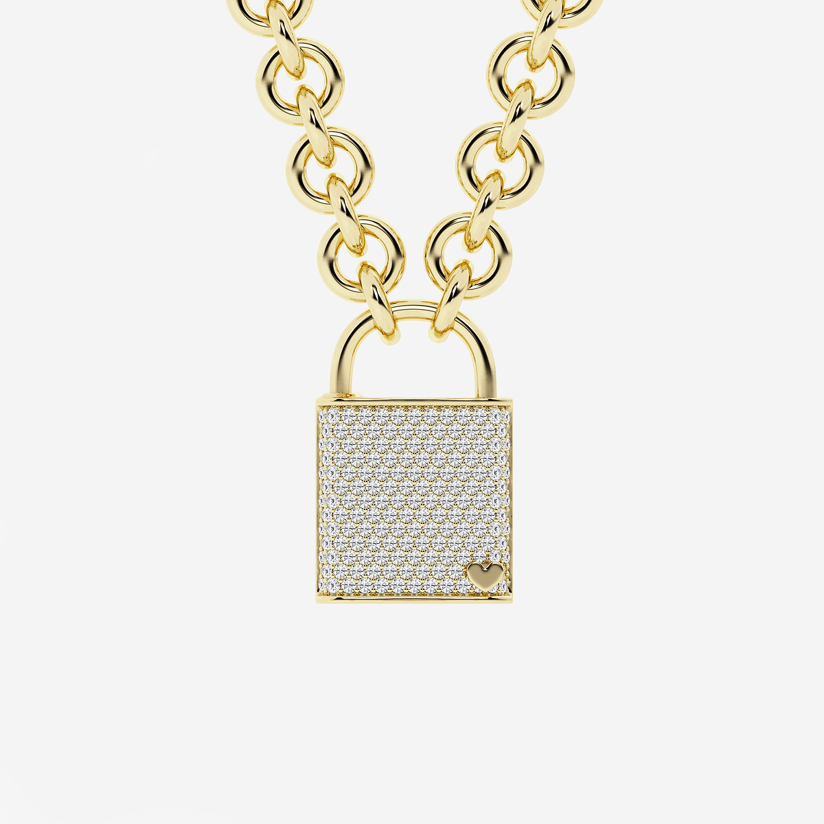 1 3/4 ctw Round Lab Grown Diamond Pave Lock Pendant