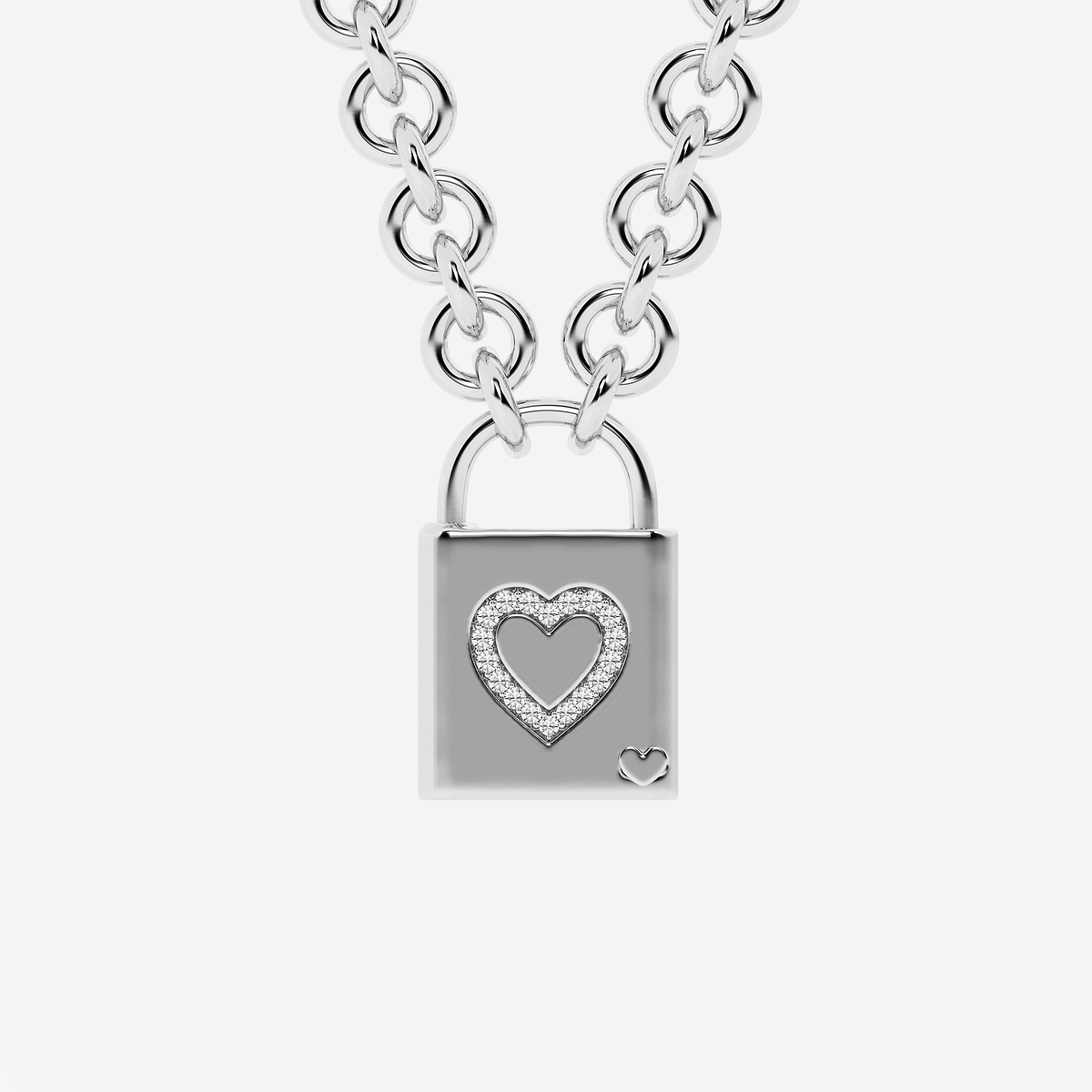 1/4 ctw Round Lab Grown Diamond Heart Lock Pendant