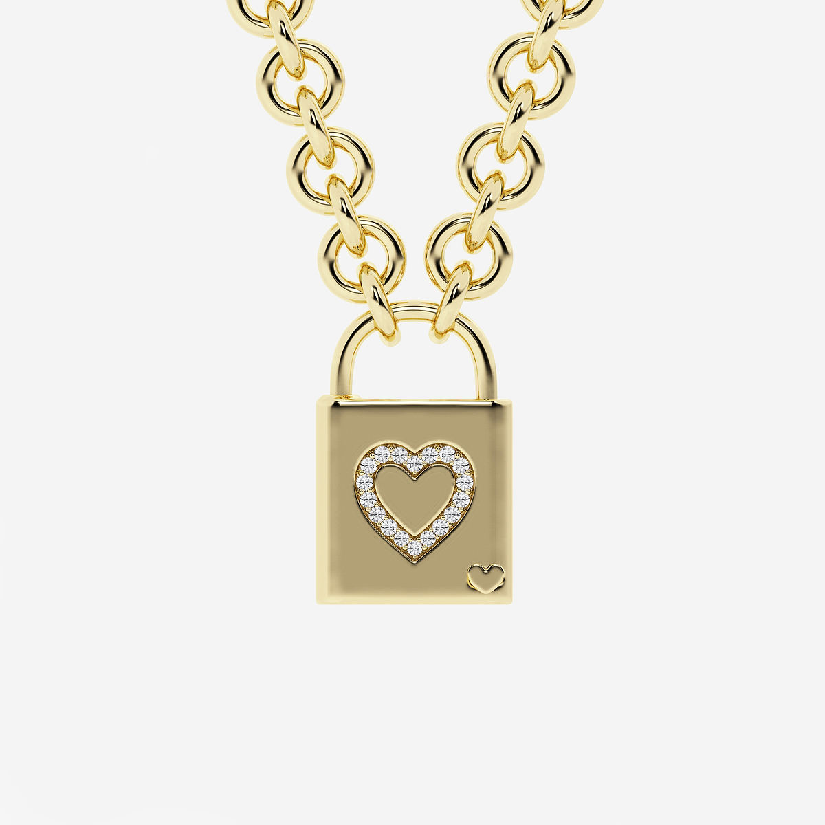 1/4 ctw Round Lab Grown Diamond Heart Lock Pendant