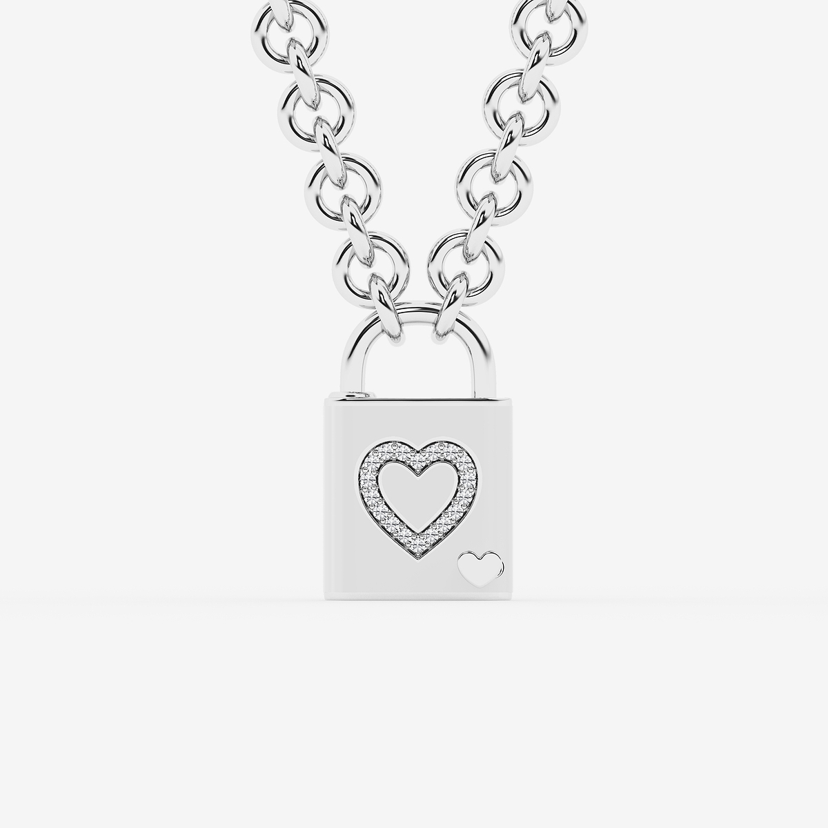 1/4 ctw Round Lab Grown Diamond Heart Lock Pendant with Pearl Ceramic