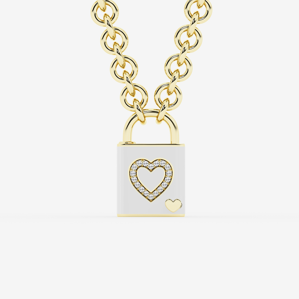 1/4 ctw Round Lab Grown Diamond Heart Lock Pendant with Pearl Ceramic