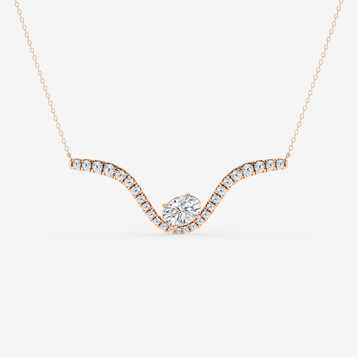 3 1/2 ctw Oval Lab Grown Diamond Curve Pendant