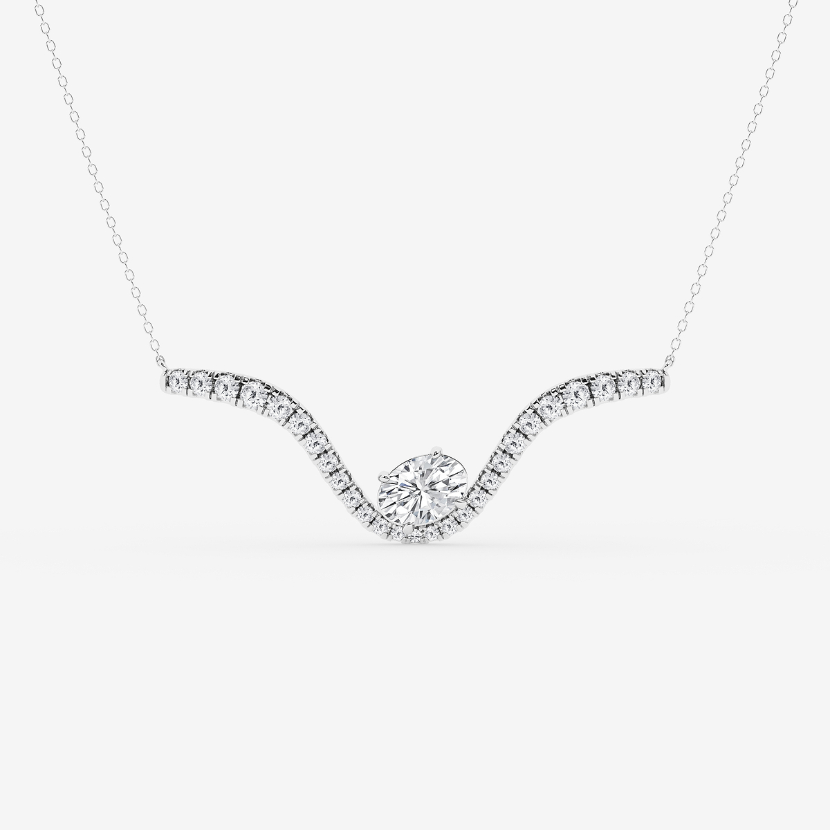 3 1/2 ctw Oval Lab Grown Diamond Curve Pendant