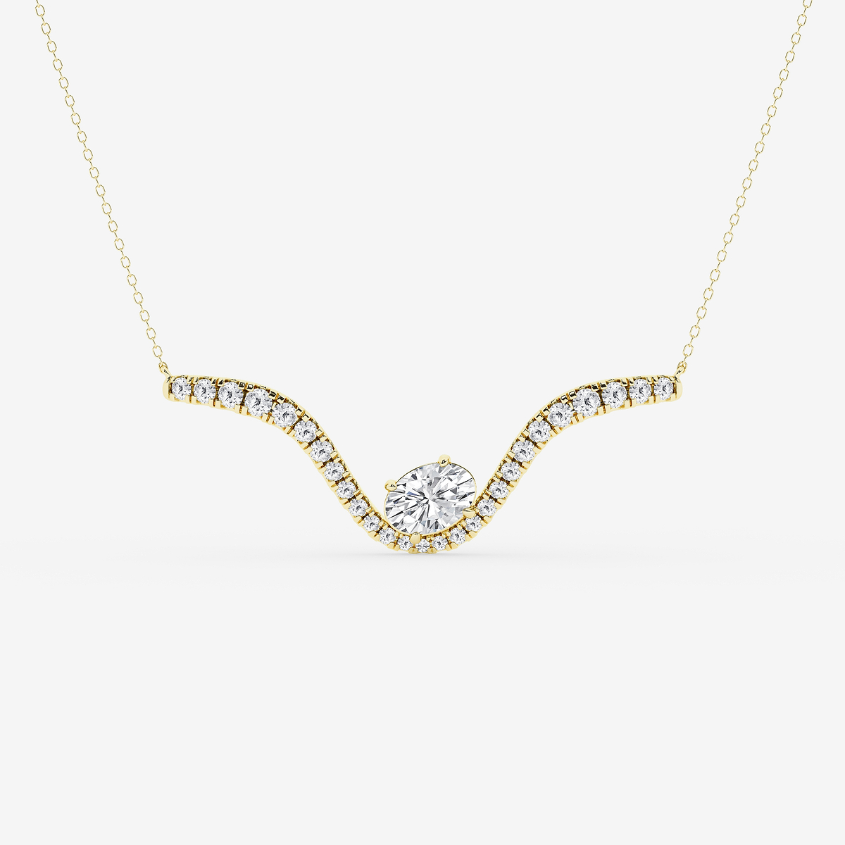 3 1/2 ctw Oval Lab Grown Diamond Curve Pendant