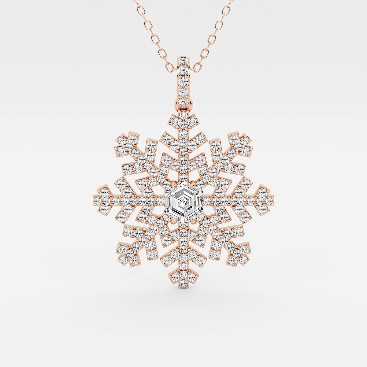 1 1/2 ctw Hexagon Lab Grown Diamond Snowflake Pendant