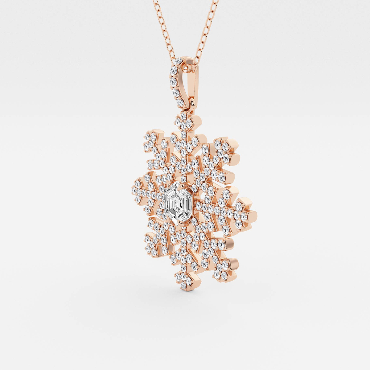 Additional Image 1 for  1 1/2 ctw Hexagon Lab Grown Diamond Snowflake Pendant