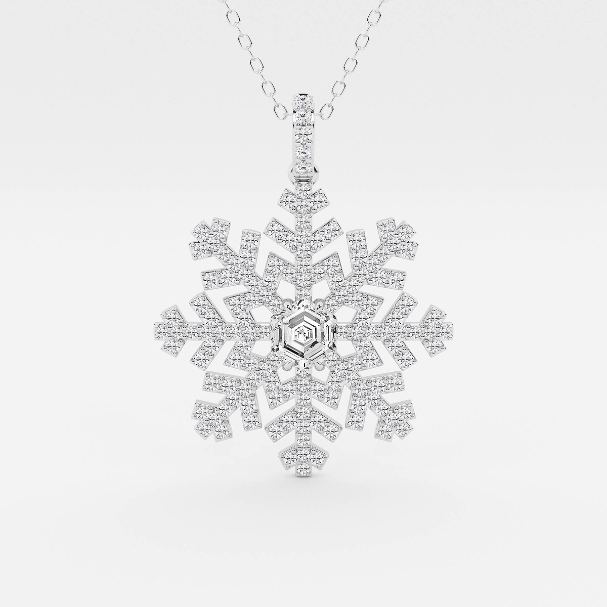 1 1/2 ctw Hexagon Lab Grown Diamond Snowflake Pendant