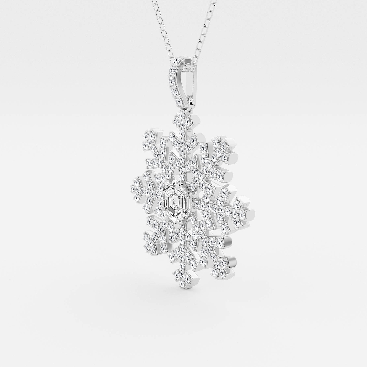 Additional Image 1 for  1 1/2 ctw Hexagon Lab Grown Diamond Snowflake Pendant