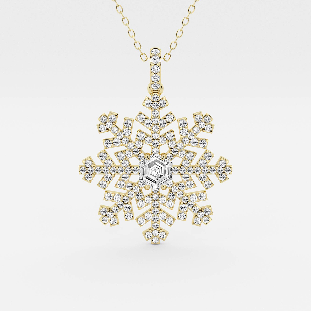 1 1/2 ctw Hexagon Lab Grown Diamond Snowflake Pendant