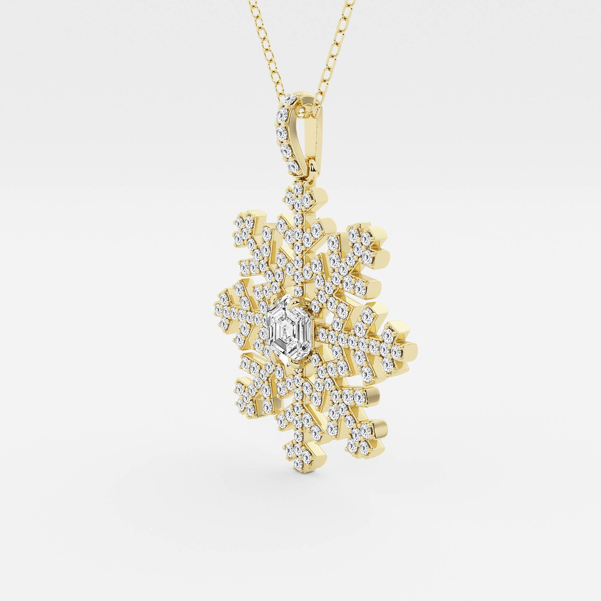 Additional Image 1 for  1 1/2 ctw Hexagon Lab Grown Diamond Snowflake Pendant