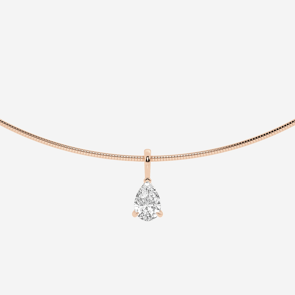 1 1/2 ctw Pear Lab Grown Diamond Solitaire Pendant with Omega Chain