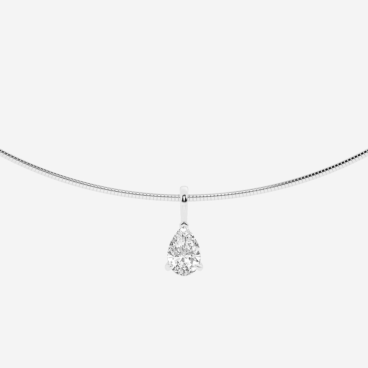 1 1/2 ctw Pear Lab Grown Diamond Solitaire Pendant with Omega Chain