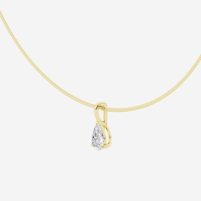 Pear Solitaire Pendant with Omega Chain