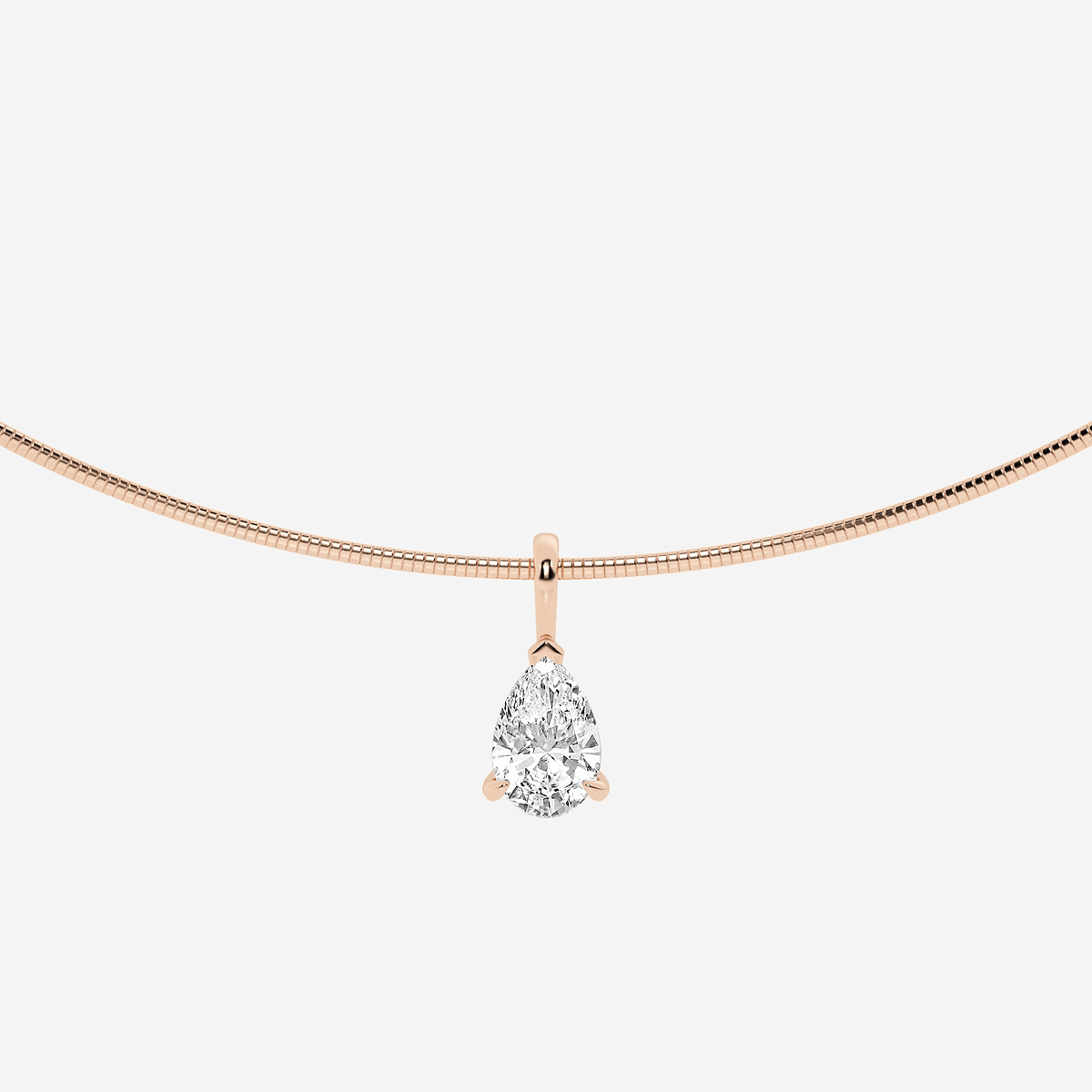2 ctw Pear Lab Grown Diamond Solitaire Pendant with Omega Chain