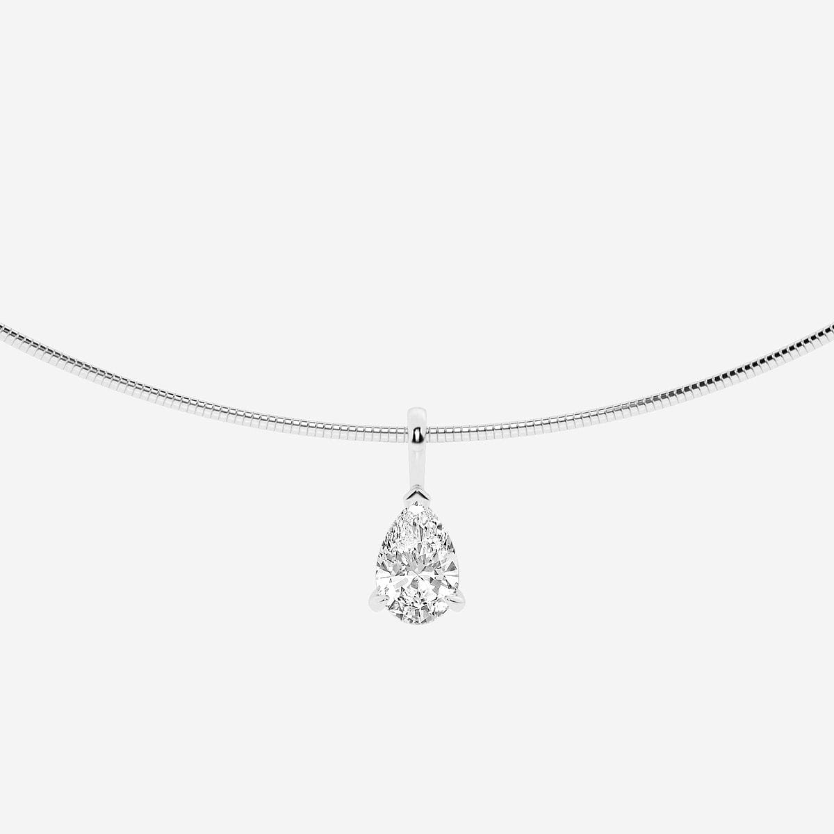 2 ctw Pear Lab Grown Diamond Solitaire Pendant with Omega Chain 14K White Gold, G, SI