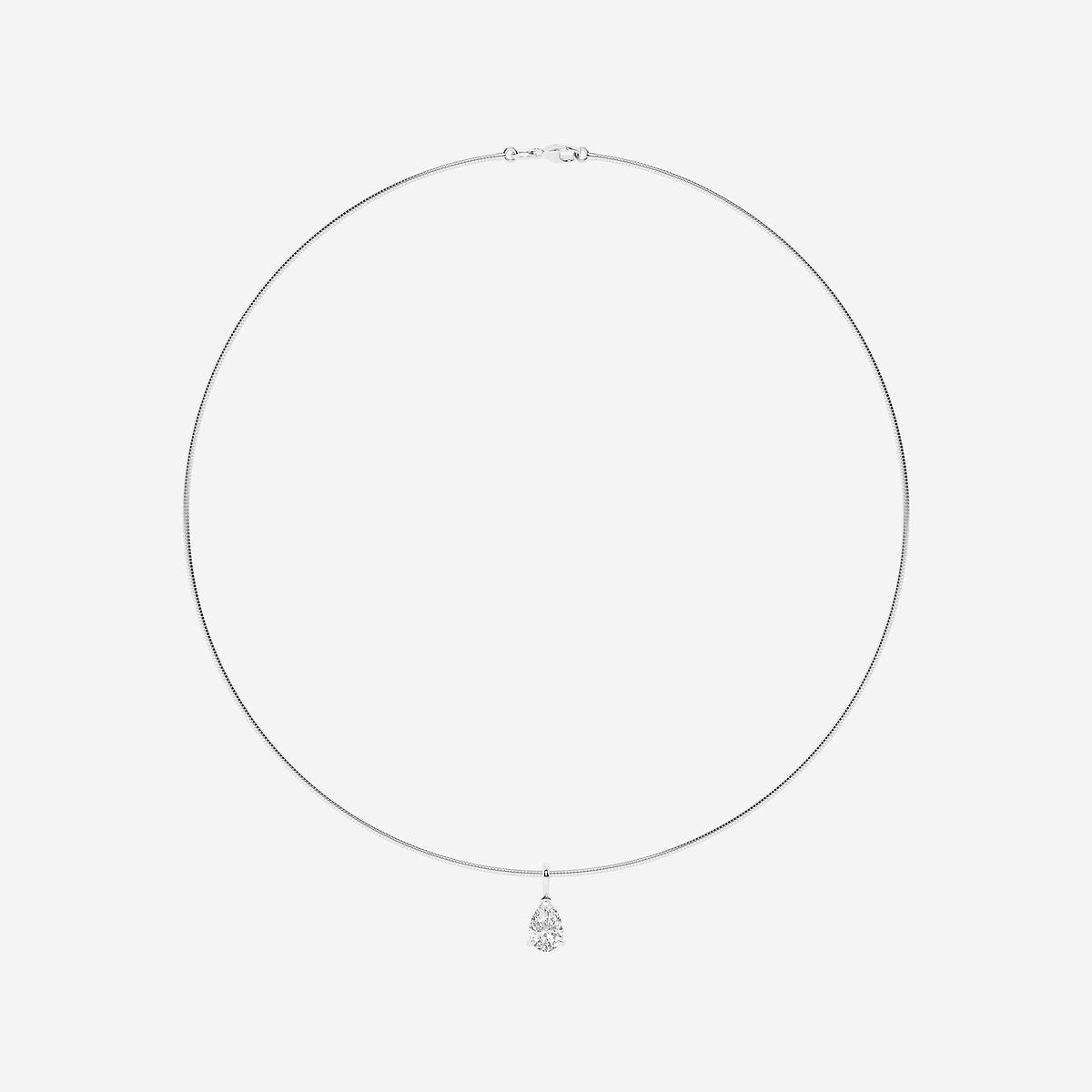 2 ctw Pear Lab Grown Diamond Solitaire Pendant with Omega Chain 14K White Gold, G, SI