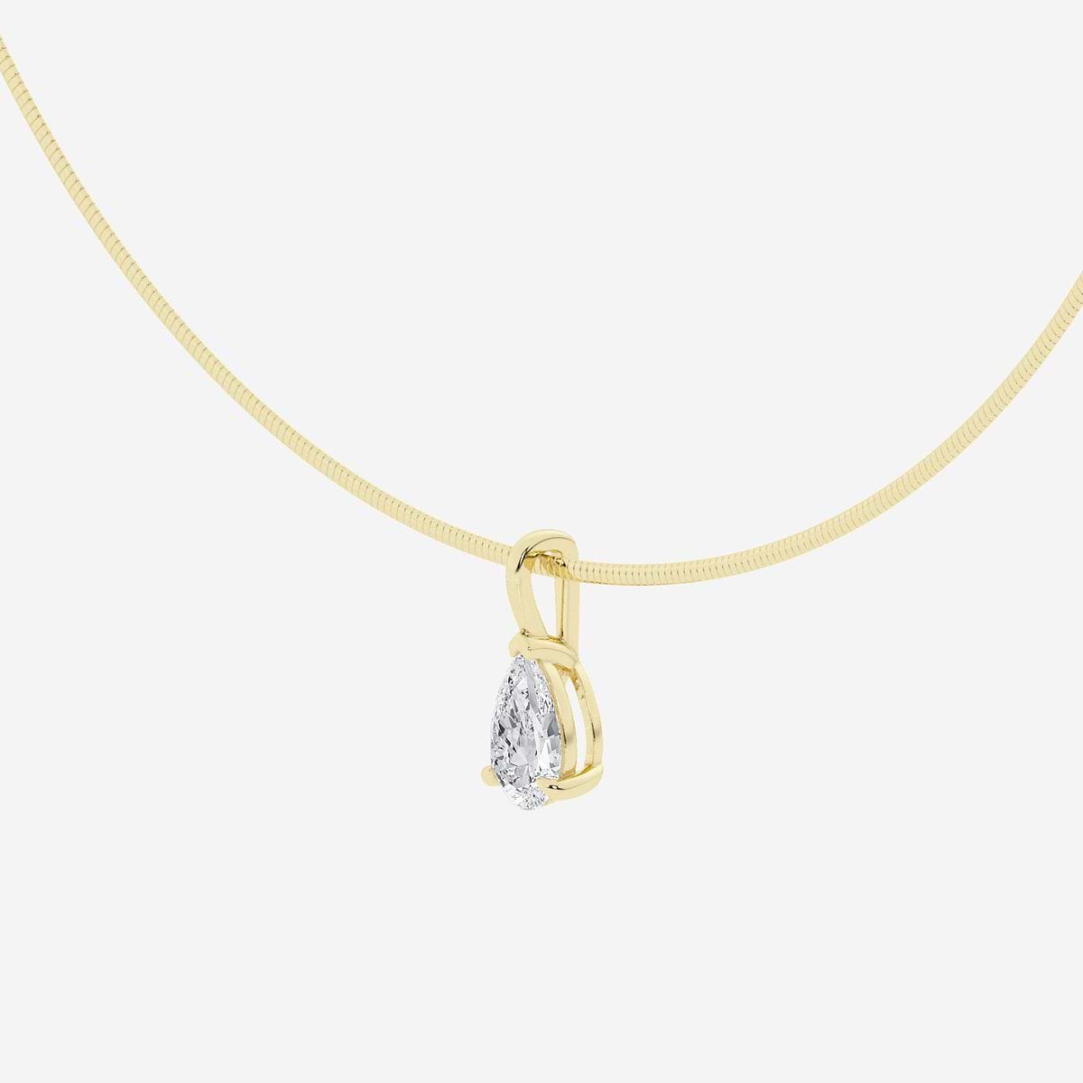 2 ctw Pear Lab Grown Diamond Solitaire Pendant with Omega Chain 14K Yellow Gold, G, SI