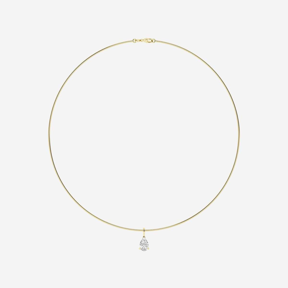 2 ctw Pear Lab Grown Diamond Solitaire Pendant with Omega Chain 14K Yellow Gold, G, SI