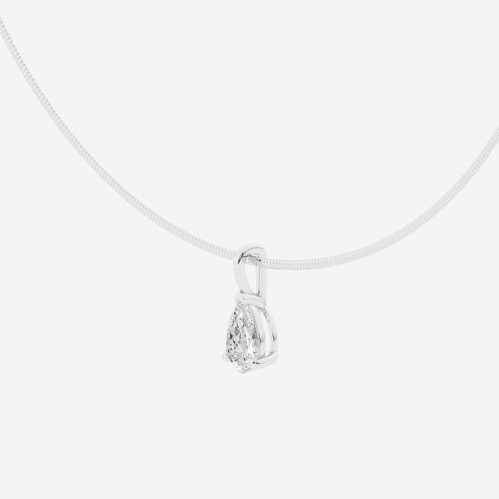 Omega Chain Pendant - 2 ctw Pear Lab Grown Diamond Solitaire Pendant with Omega Chain