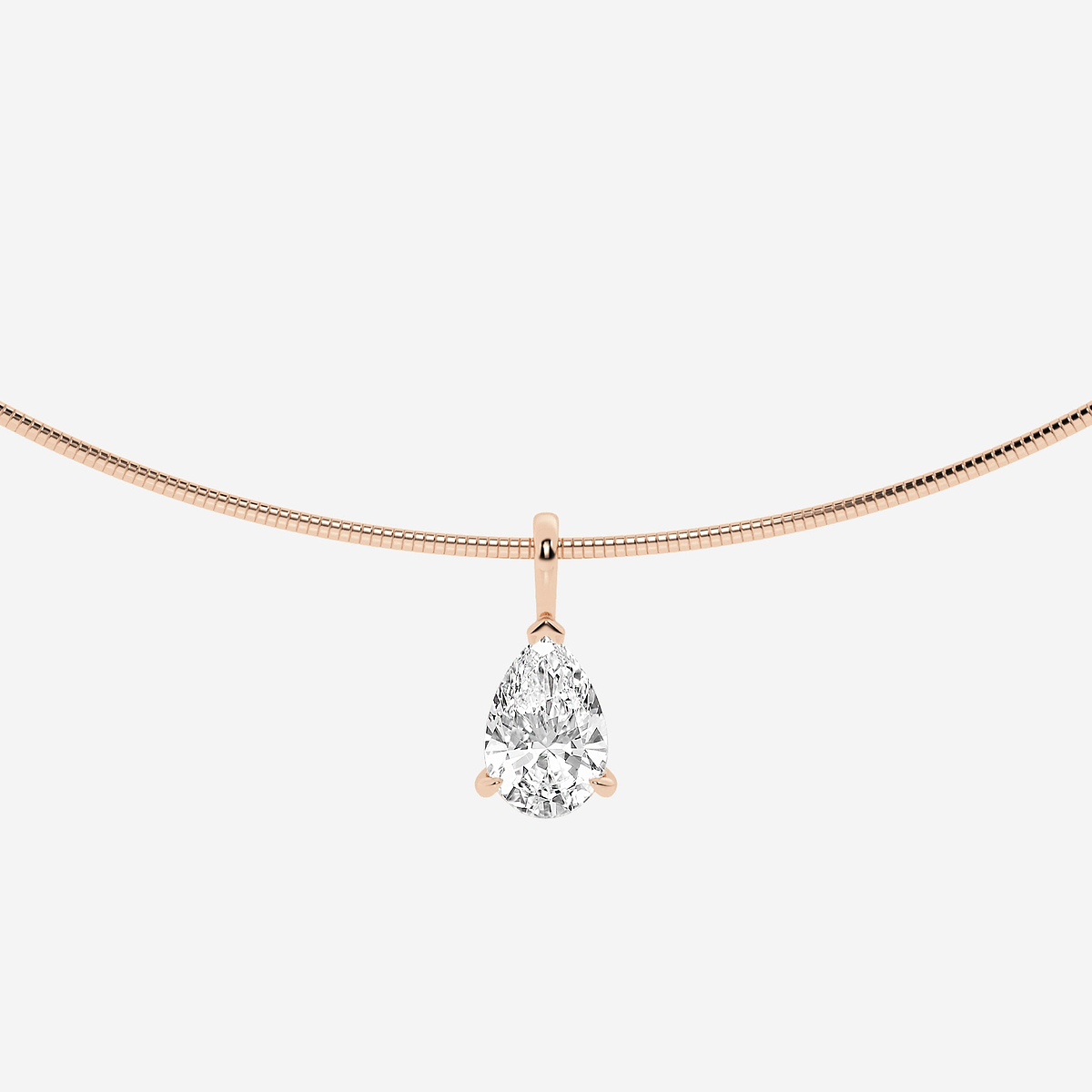 3 ctw Pear Lab Grown Diamond Solitaire Pendant with Omega Chain