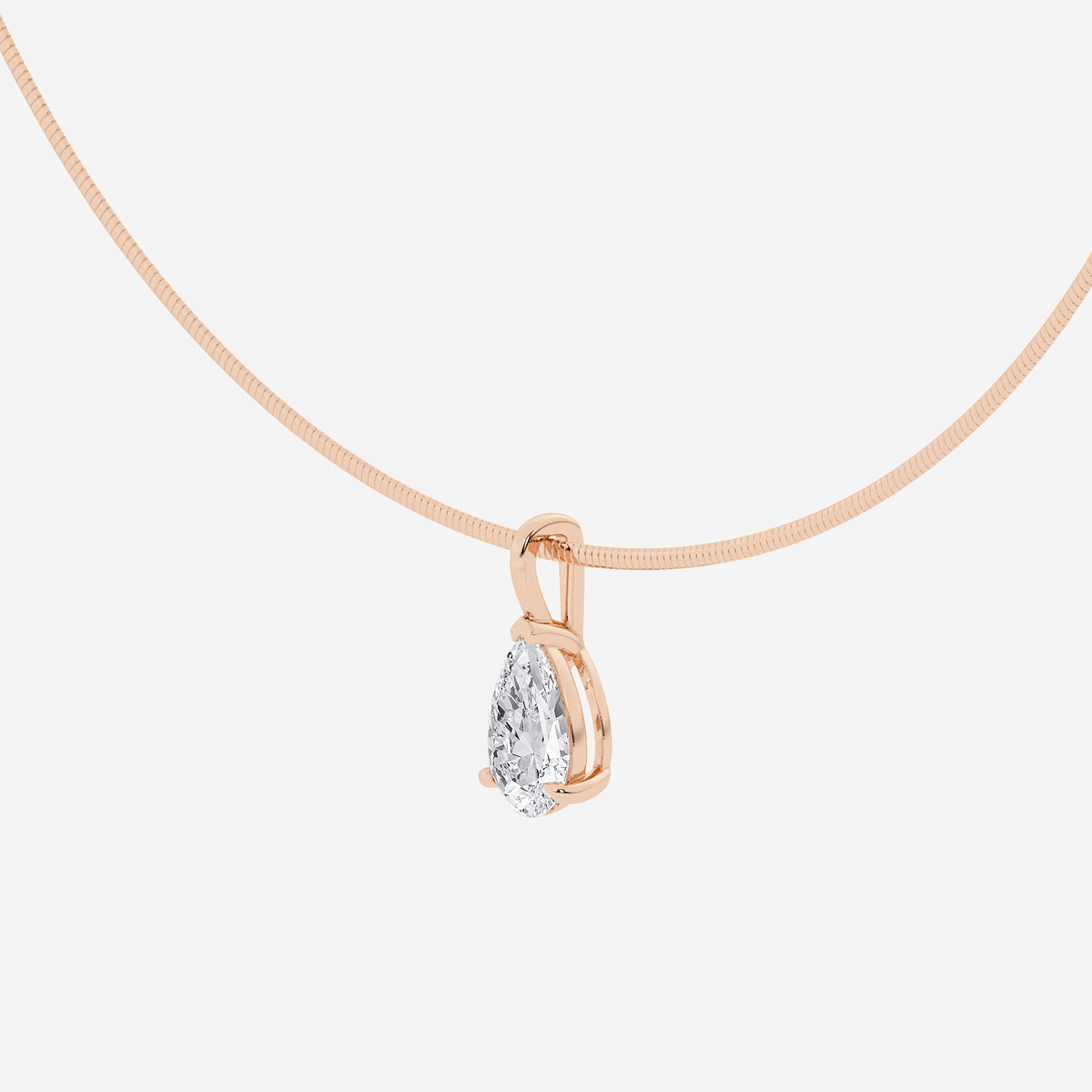 Additional Image 1 for  3 ctw Pear Lab Grown Diamond Solitaire Pendant with Omega Chain