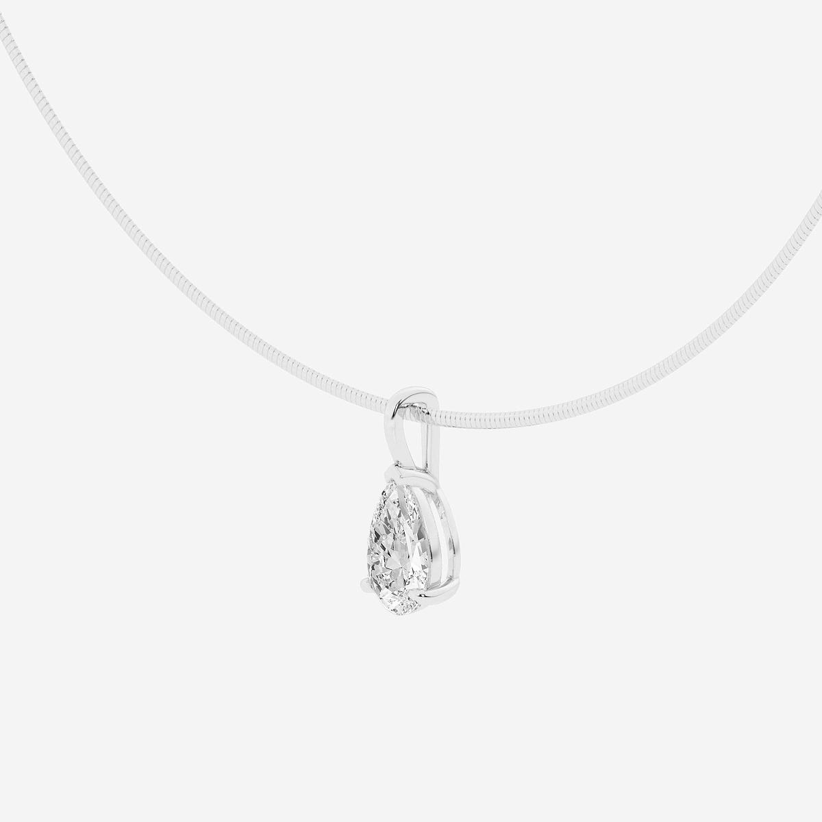 Additional Image 1 for  3 ctw Pear Lab Grown Diamond Solitaire Pendant with Omega Chain