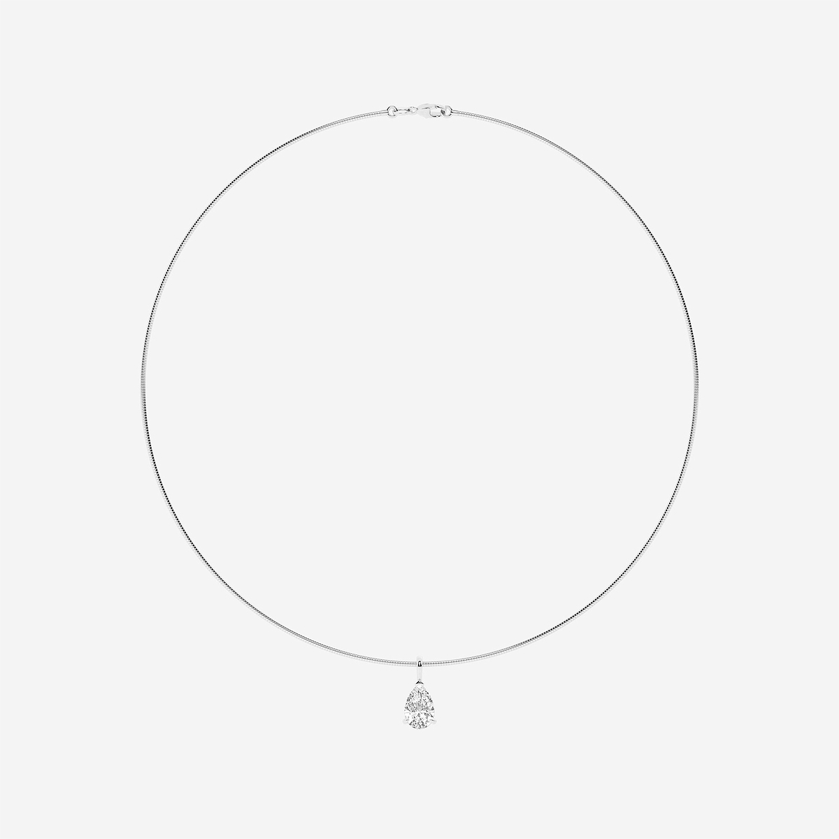 Additional Image 3 for  3 ctw Pear Lab Grown Diamond Solitaire Pendant with Omega Chain