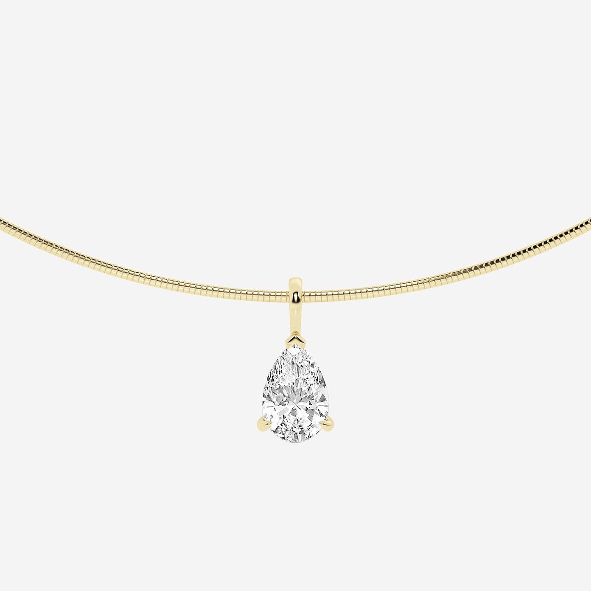 3 ctw Pear Lab Grown Diamond Solitaire Pendant with Omega Chain