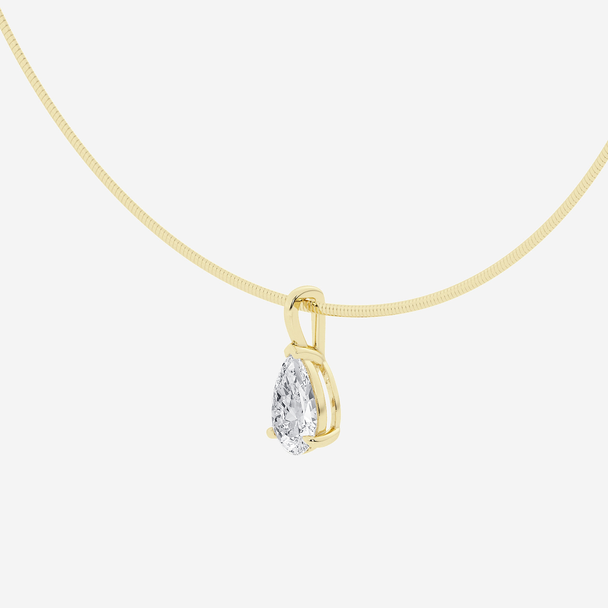 Additional Image 1 for  3 ctw Pear Lab Grown Diamond Solitaire Pendant with Omega Chain