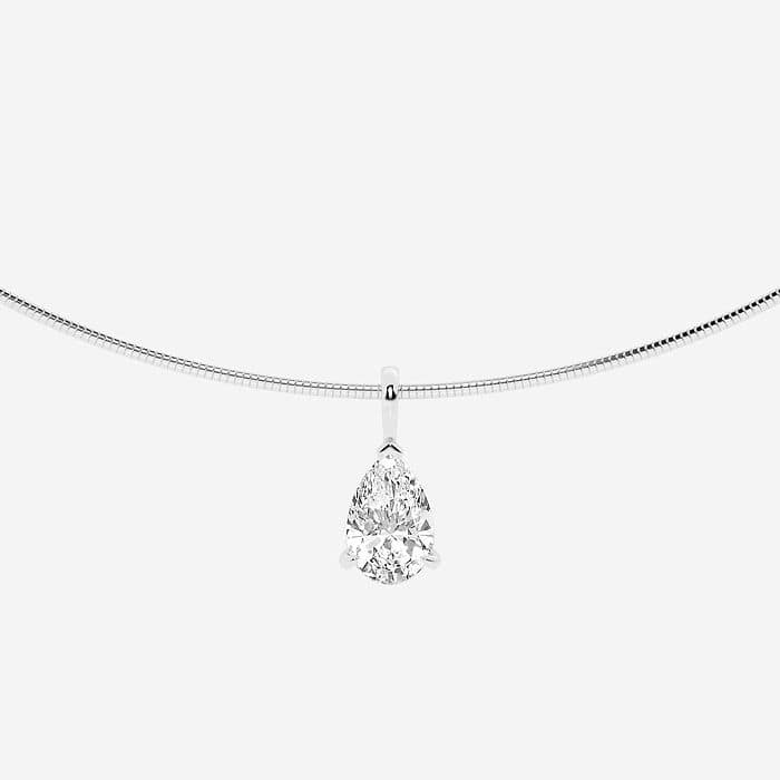 Pear Solitaire Pendant with Omega Chain