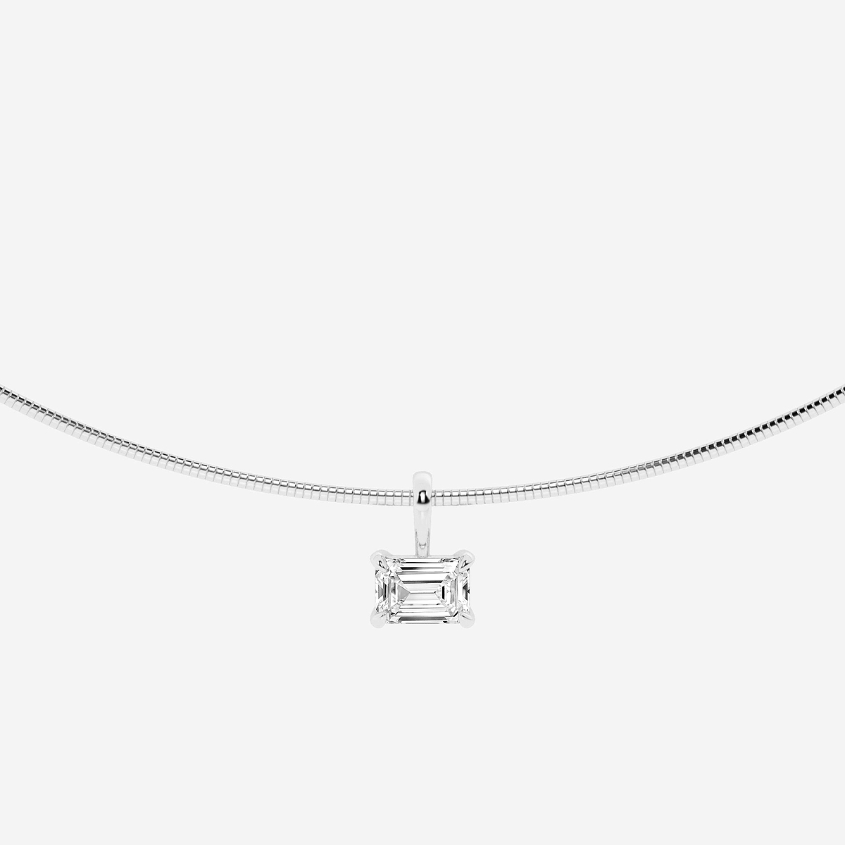 1 1/2 ctw Emerald Lab Grown Diamond Solitaire Pendant with Omega Chain