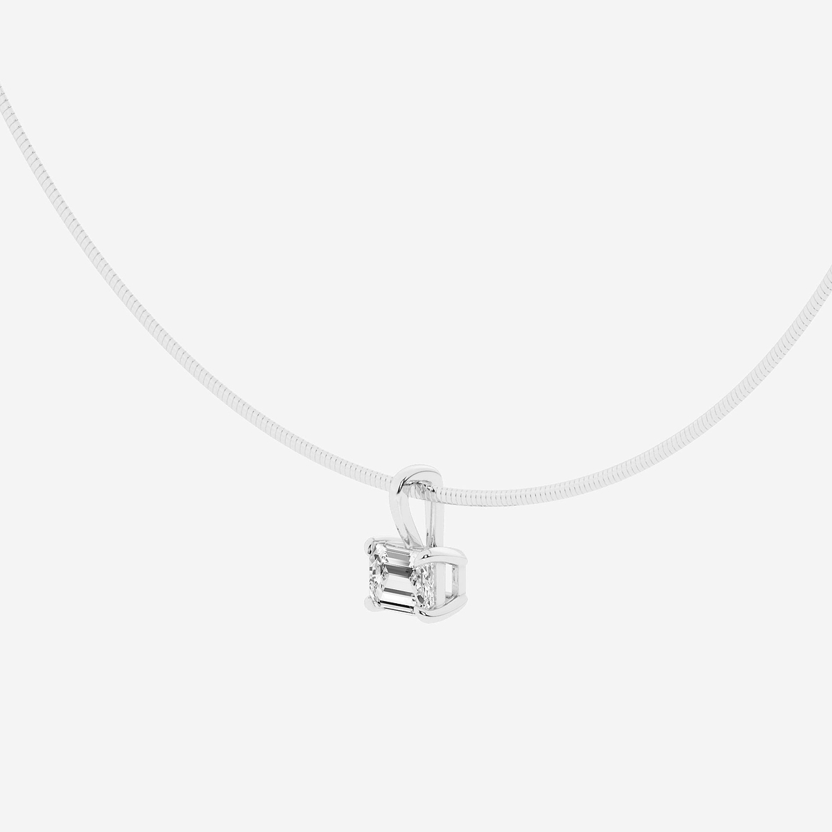 Additional Image 1 for  1 1/2 ctw Emerald Lab Grown Diamond Solitaire Pendant with Omega Chain