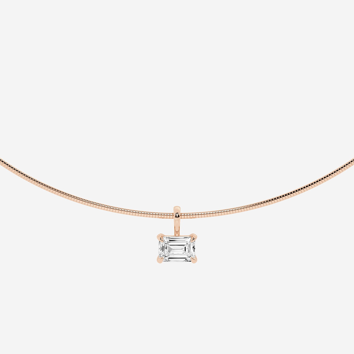 2 ctw Emerald Lab Grown Diamond Solitaire Pendant with Omega Chain