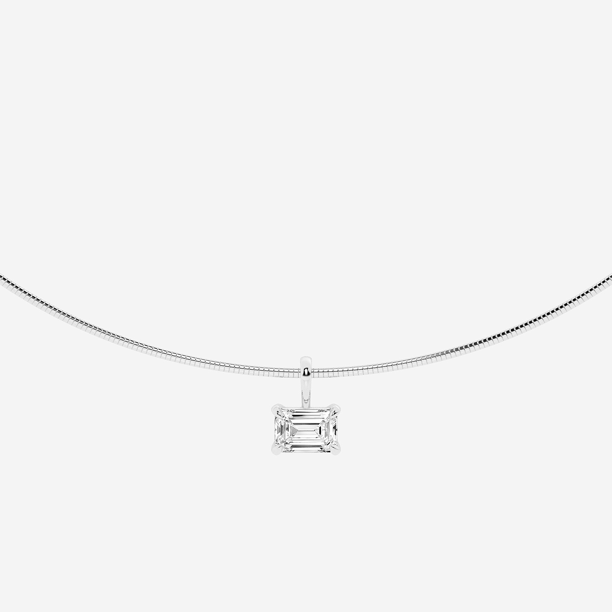 2 ctw Emerald Lab Grown Diamond Solitaire Pendant with Omega Chain