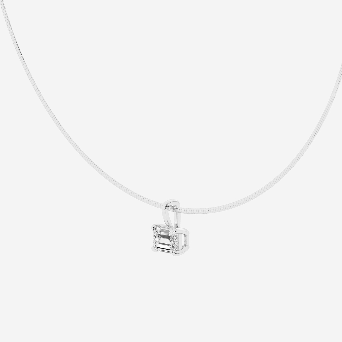 Additional Image 1 for  2 ctw Emerald Lab Grown Diamond Solitaire Pendant with Omega Chain