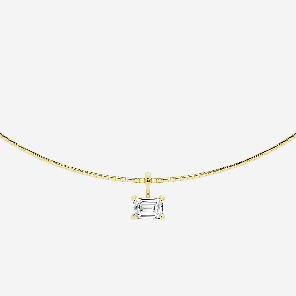 2 ctw Emerald Lab Grown Diamond Solitaire Pendant with Omega Chain