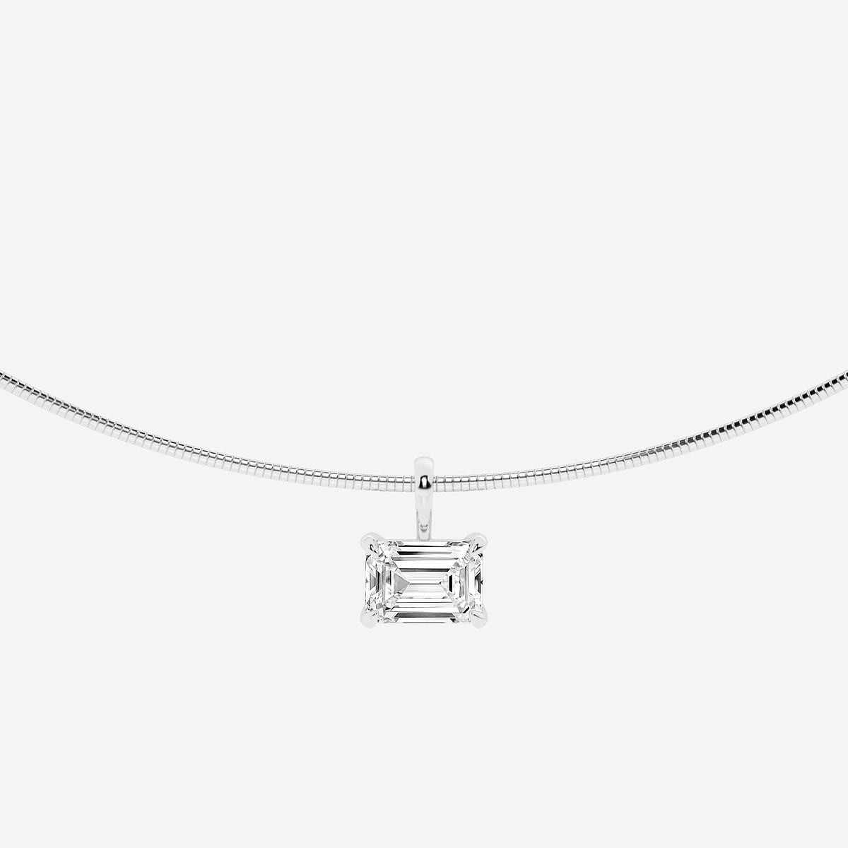 3 ctw Emerald Lab Grown Diamond Solitaire Pendant with Omega Chain