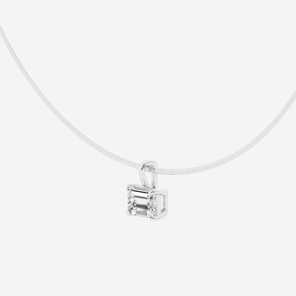 Additional Image 1 for  3 ctw Emerald Lab Grown Diamond Solitaire Pendant with Omega Chain