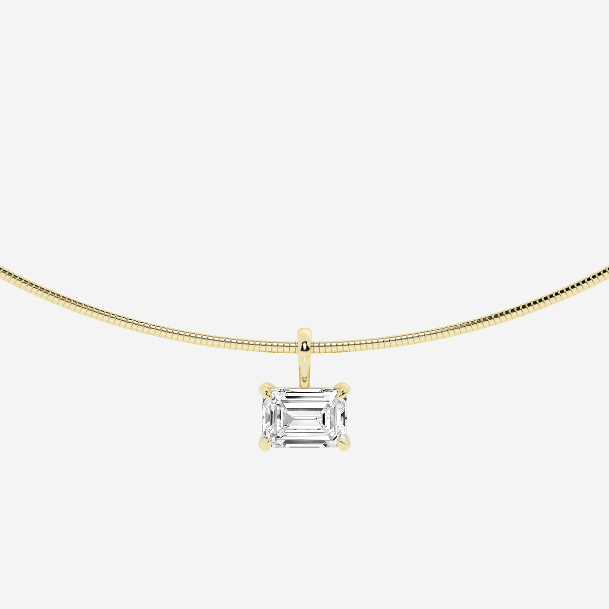 3 ctw Emerald Lab Grown Diamond Solitaire Pendant with Omega Chain